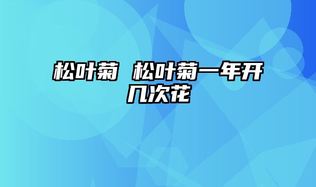 松叶菊 松叶菊一年开几次花