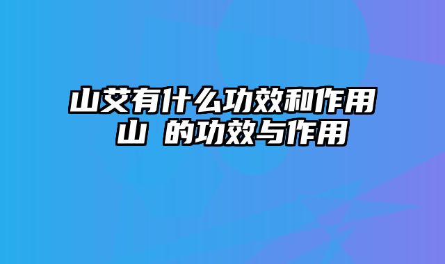 山艾有什么功效和作用 山箹的功效与作用_0