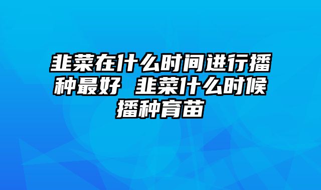 韭菜在什么时间进行播种最好 韭菜什么时候播种育苗